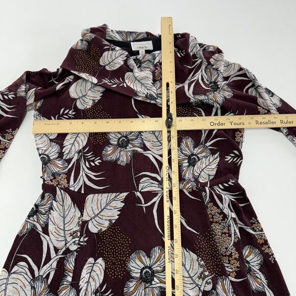 Signature by Robbie Bee Dress Womens Petite Medium Wine Floral‎ Cowl Neck PM NWT - Picture 7 of 10